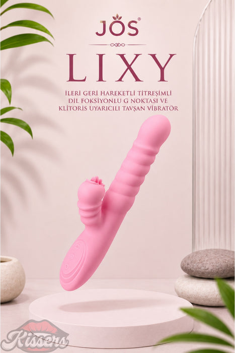 Jos Lixy İleri Geri Hareketli Titreşimli Dil Fonksiyonlu G Noktası ve Klitoris Uyarıcılı Tavşan Vibratör