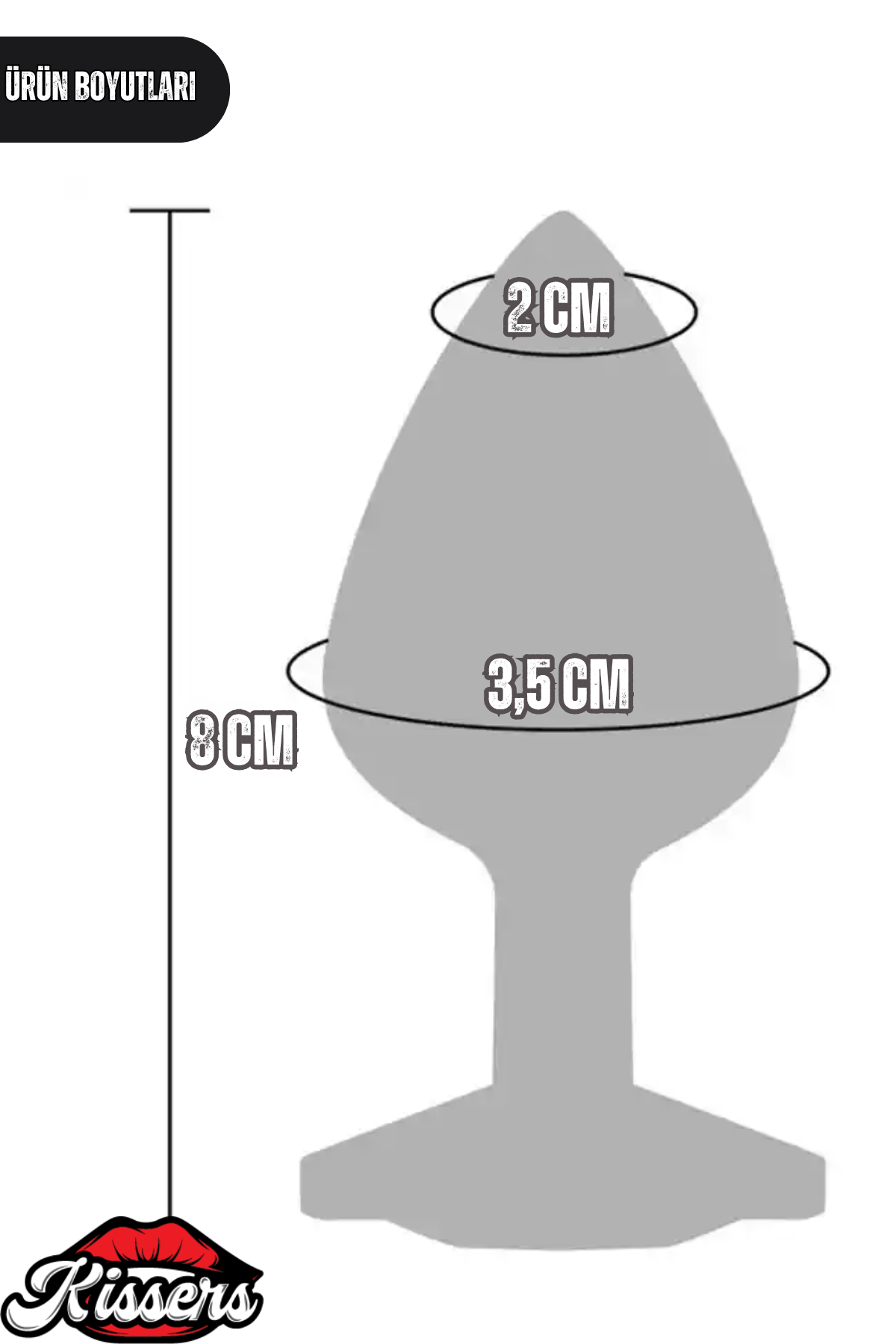 Yumuşak Siyah Silikon Dokulu Anal Plug Tıkaç 8 cm Kırmızı Kristal Taşlı Medium Suya Dayanıklı Tasarım