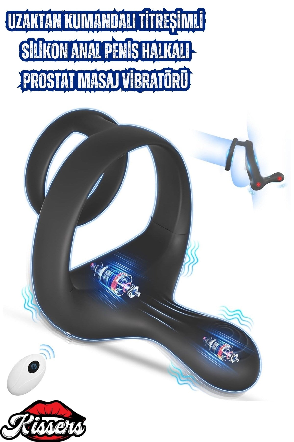 Uzaktan Kumandalı 9 Titreşim Modlu Uyarıcı Boşalma 3'ü 1 Arada Penis Halkası