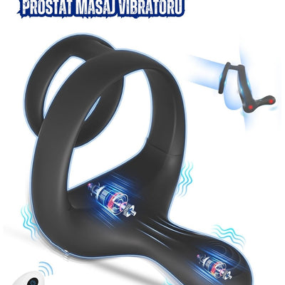 Uzaktan Kumandalı 9 Titreşim Modlu Uyarıcı Boşalma 3'ü 1 Arada Penis Halkası