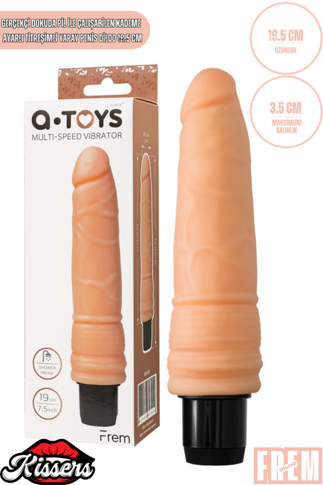 Gerçekçi Dokulu Titreşimli Yapay Penis Dildo 19.5 Cm TPE Pil Çalışan Çok Hızlı Vibratör