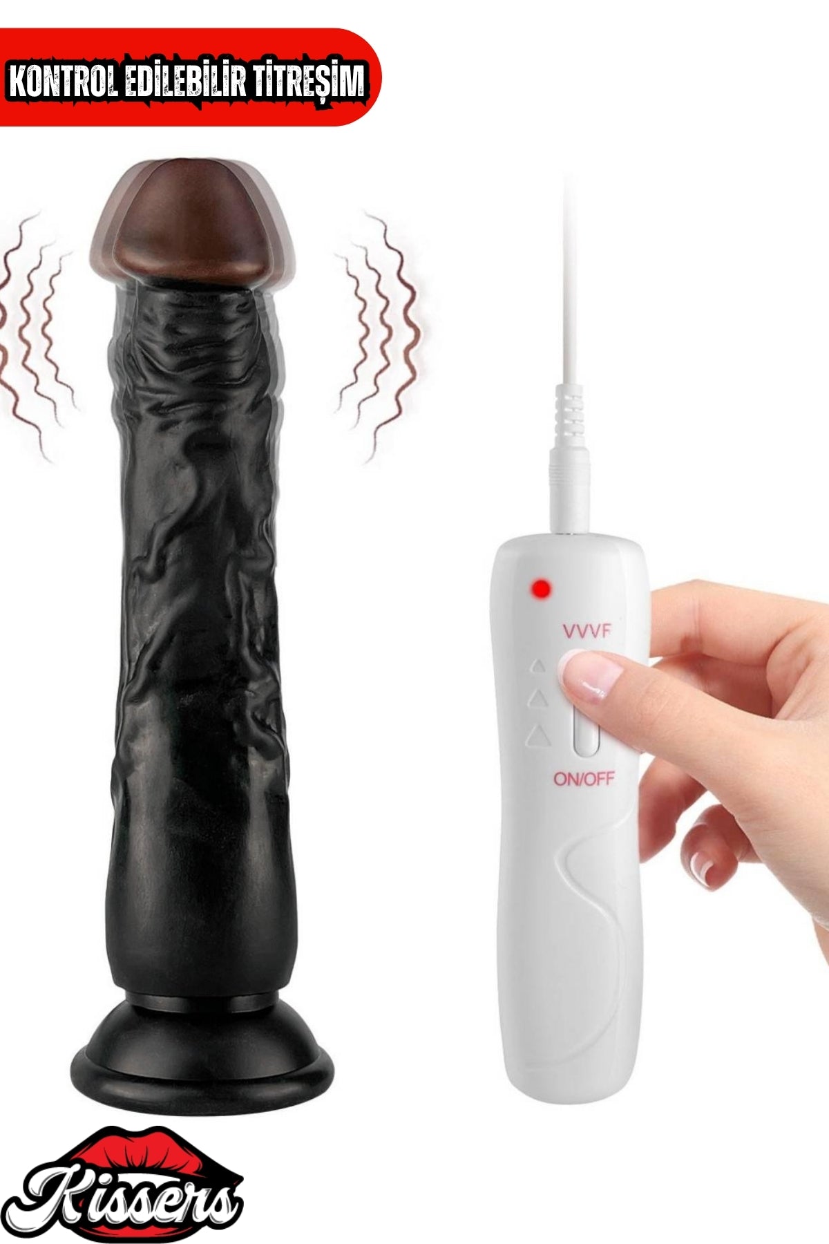 Kablolu Kumandalı Vantuzlu Güçlü Titreşimli Gerçekçi Yapay Penis Realistik Dokuda Zenci Dildo 22 cm