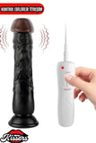 Kablolu Kumandalı Vantuzlu Güçlü Titreşimli Gerçekçi Yapay Penis Realistik Dokuda Zenci Dildo 22 cm