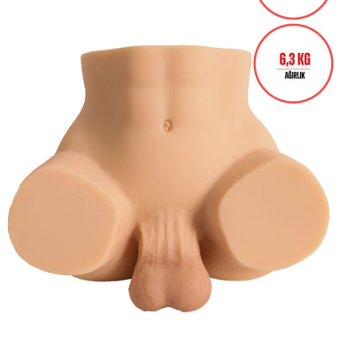 Anal Girişli Titreşimli Erkek Testisli 6.3 Kg 31 cm Ten Rengi Realistik Mastürbatör