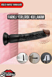 Kablolu Kumandalı Vantuzlu Güçlü Titreşimli Gerçekçi Yapay Penis Realistik Dokuda Zenci Dildo 22 cm