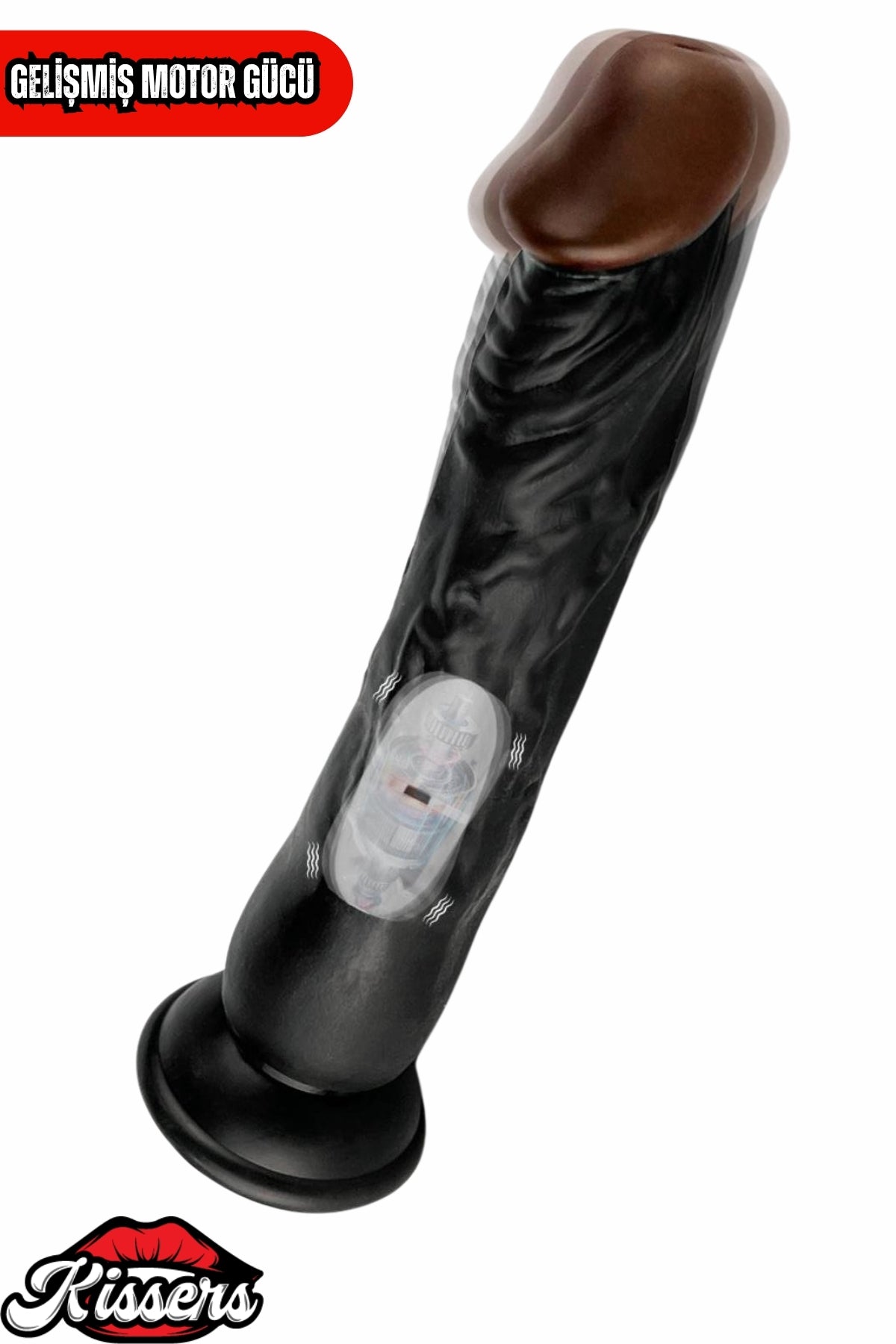 Kablolu Kumandalı Vantuzlu Güçlü Titreşimli Gerçekçi Yapay Penis Realistik Dokuda Zenci Dildo 22 cm