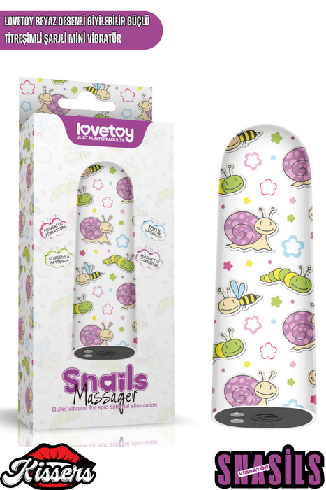 Lovetoy Beyaz Desenli Şarjlı Mini Vibratör Giyilebilir Güçlü Titreşimli Su Geçirmez Masaj Cihazı
