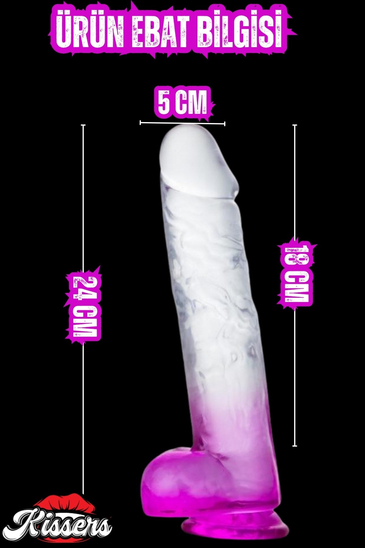 Cinsel Oyuncak Şeffaf Mor Renk Vantuzlanabilir Jel Dokusunda Ultra Realistik Penis Dildo 23 Cm