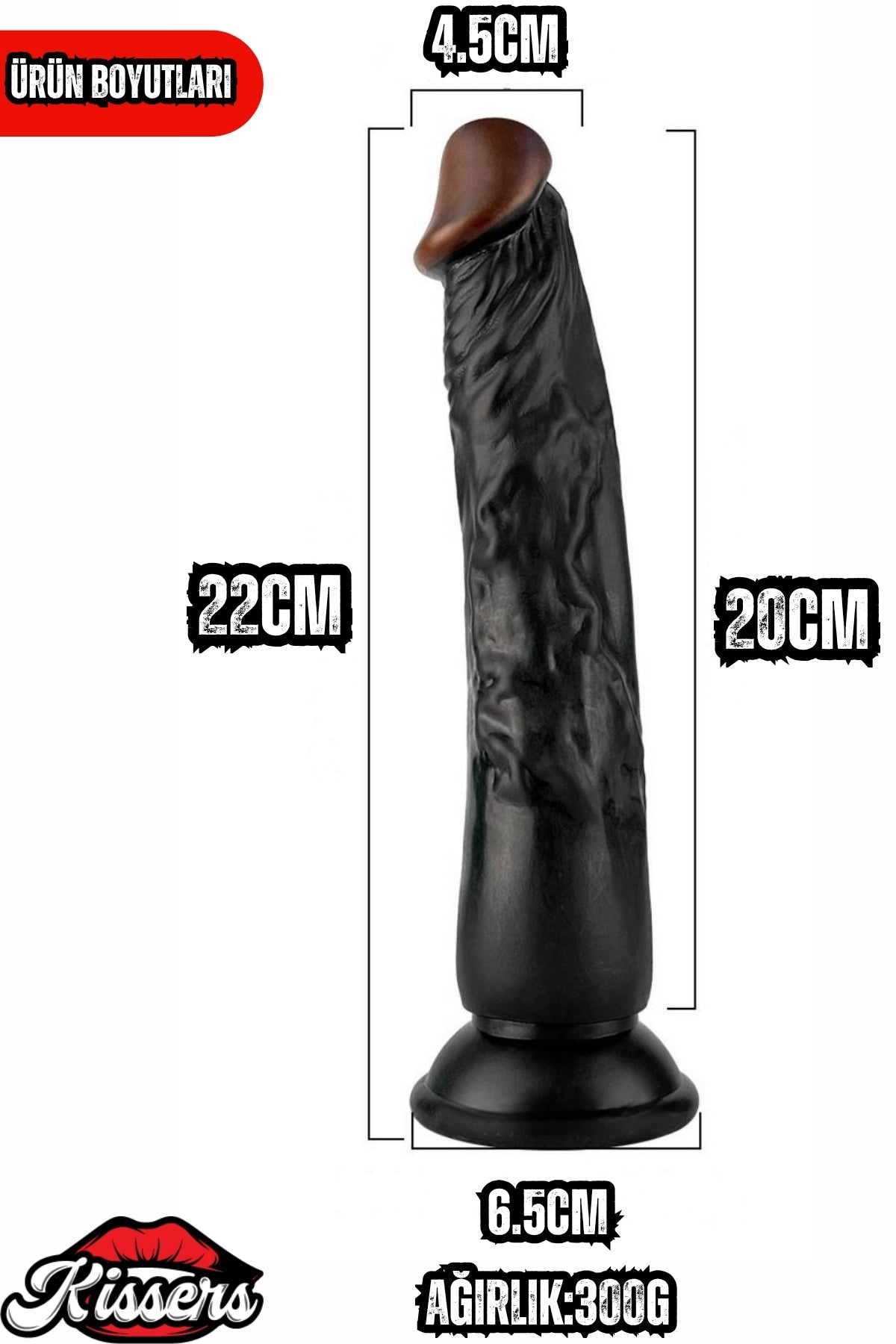 Kablolu Kumandalı Vantuzlu Güçlü Titreşimli Gerçekçi Yapay Penis Realistik Dokuda Zenci Dildo 22 cm