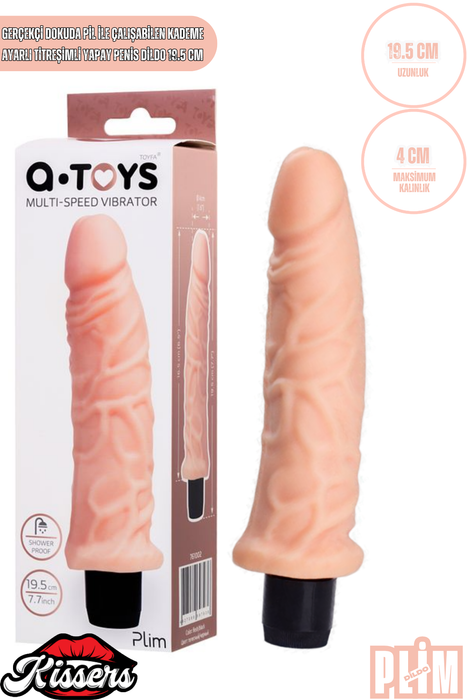 Gerçekçi Dokulu Titreşimli Yapay Penis Dildo 19.5 Cm TPE Pil Çalışan Çok Hızlı Vibratör