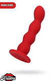 Favorite Vantuzlu Silikon Anal Plug 13 cm Kırmızı Boğumlu Kavisli Medikal Silikon