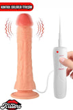 Kablolu Kumandalı Vantuzlu Güçlü Titreşimli Gerçekçi Yapay Penis Realistik Dokuda Ten Dildo 22 cm