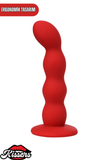Favorite Vantuzlu Silikon Anal Plug 13 cm Kırmızı Boğumlu Kavisli Medikal Silikon