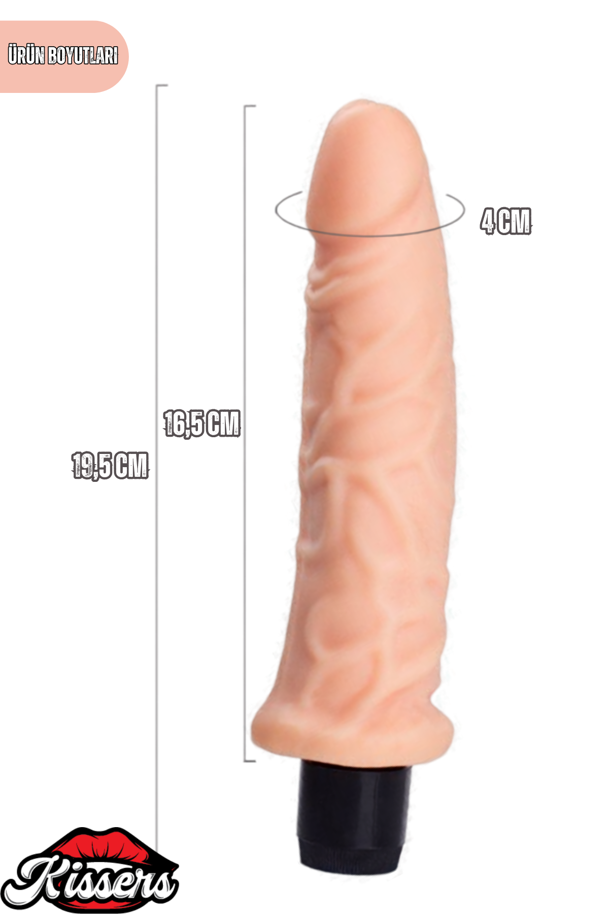 Gerçekçi Dokulu Titreşimli Yapay Penis Dildo 19.5 Cm TPE Pil Çalışan Çok Hızlı Vibratör