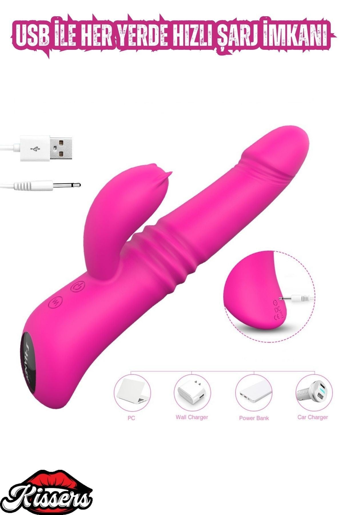 İleri Geri ve Dönme Hareketli Isıtmalı ve Titreşimli Klitoris Uyarıcı Rabbit Vibratör 21 Cm