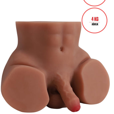 Anal Girişli Titreşimli Erkek Testisli Sünnetsiz 4 Kg 30 cm Melez Realistik Mastürbatör