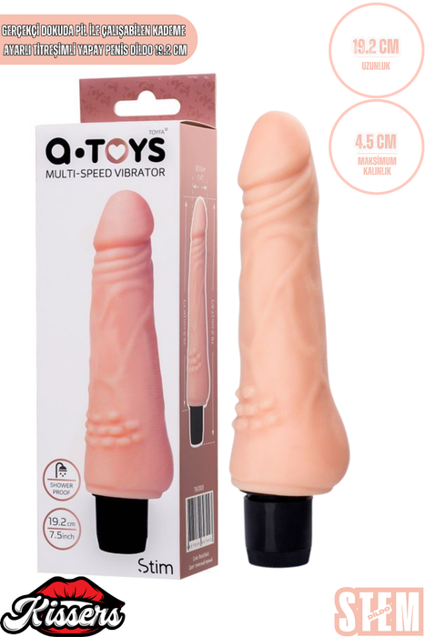 Gerçekçi Dokulu Titreşimli Yapay Penis Dildo 19.2 Cm TPE Pil Çalışan Çok Hızlı Vibratör