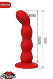 Favorite Vantuzlu Silikon Anal Plug 13 cm Kırmızı Boğumlu Kavisli Medikal Silikon