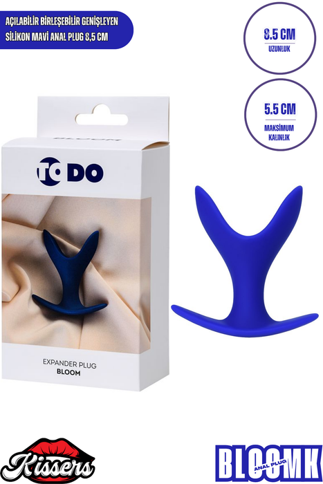Bloom Genişleyen Silikon Anal Plug 8,5 cm Mavi Açılabilir Medikal Silikon