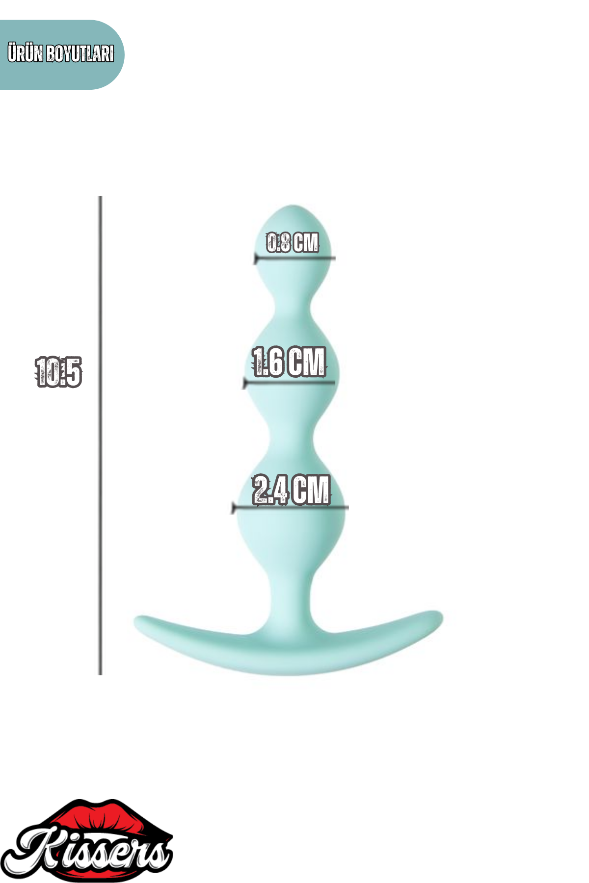 Üç Boğumlu Triple Silikon Anal Plug 10,5 cm Mavi Tutamaçlı Medikal Silikon