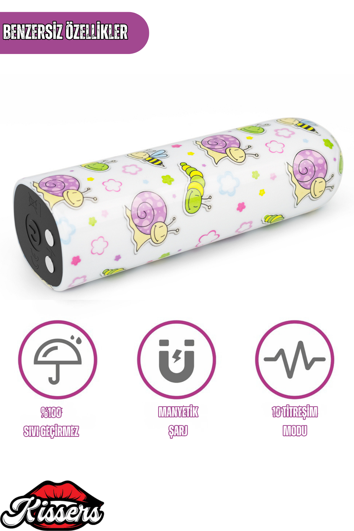Lovetoy Beyaz Desenli Şarjlı Mini Vibratör Giyilebilir Güçlü Titreşimli Su Geçirmez Masaj Cihazı