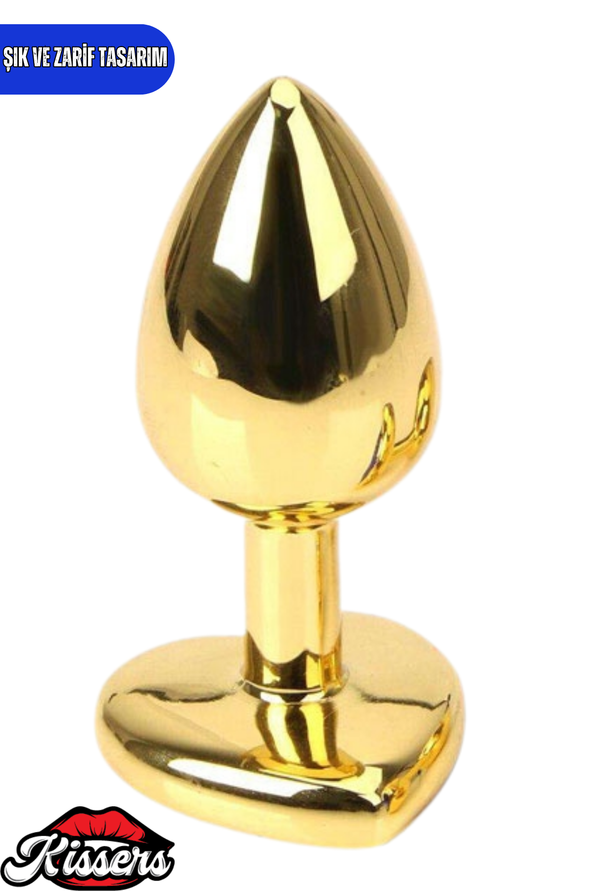 Paslanmaz Çelik Lacivert Kristal Taşlı Lüks Gold Anal Plug ve Tıkaç 7 cm Suya Dayanıklı Metal Tasarım