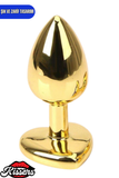 Paslanmaz Çelik Lacivert Kristal Taşlı Lüks Gold Anal Plug ve Tıkaç 7 cm Suya Dayanıklı Metal Tasarım