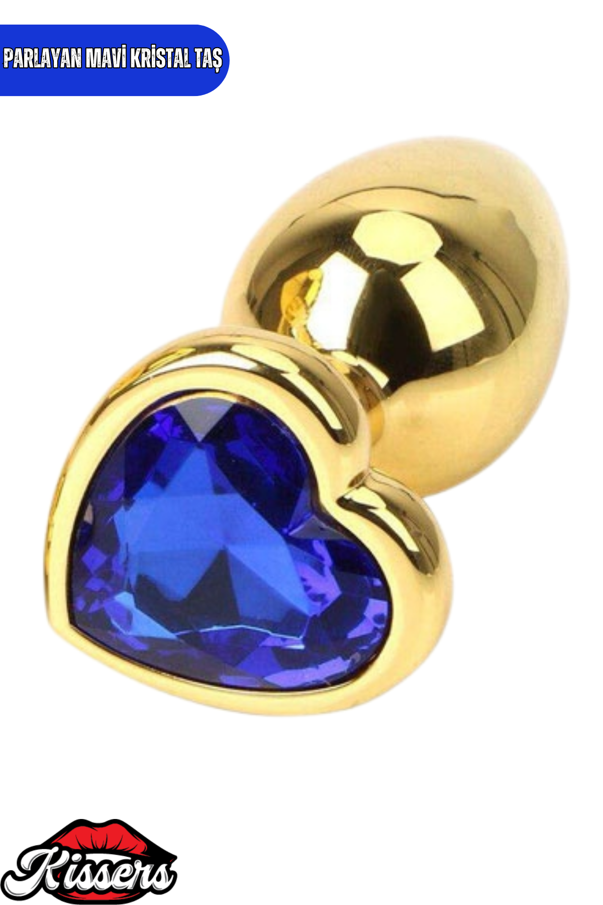 Paslanmaz Çelik Lacivert Kristal Taşlı Lüks Gold Anal Plug ve Tıkaç 7 cm Suya Dayanıklı Metal Tasarım