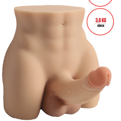 Anal Girişli Titreşimli Erkek Testisli 3.6 Kg 17 cm Ten Rengi Realistik Mastürbatör