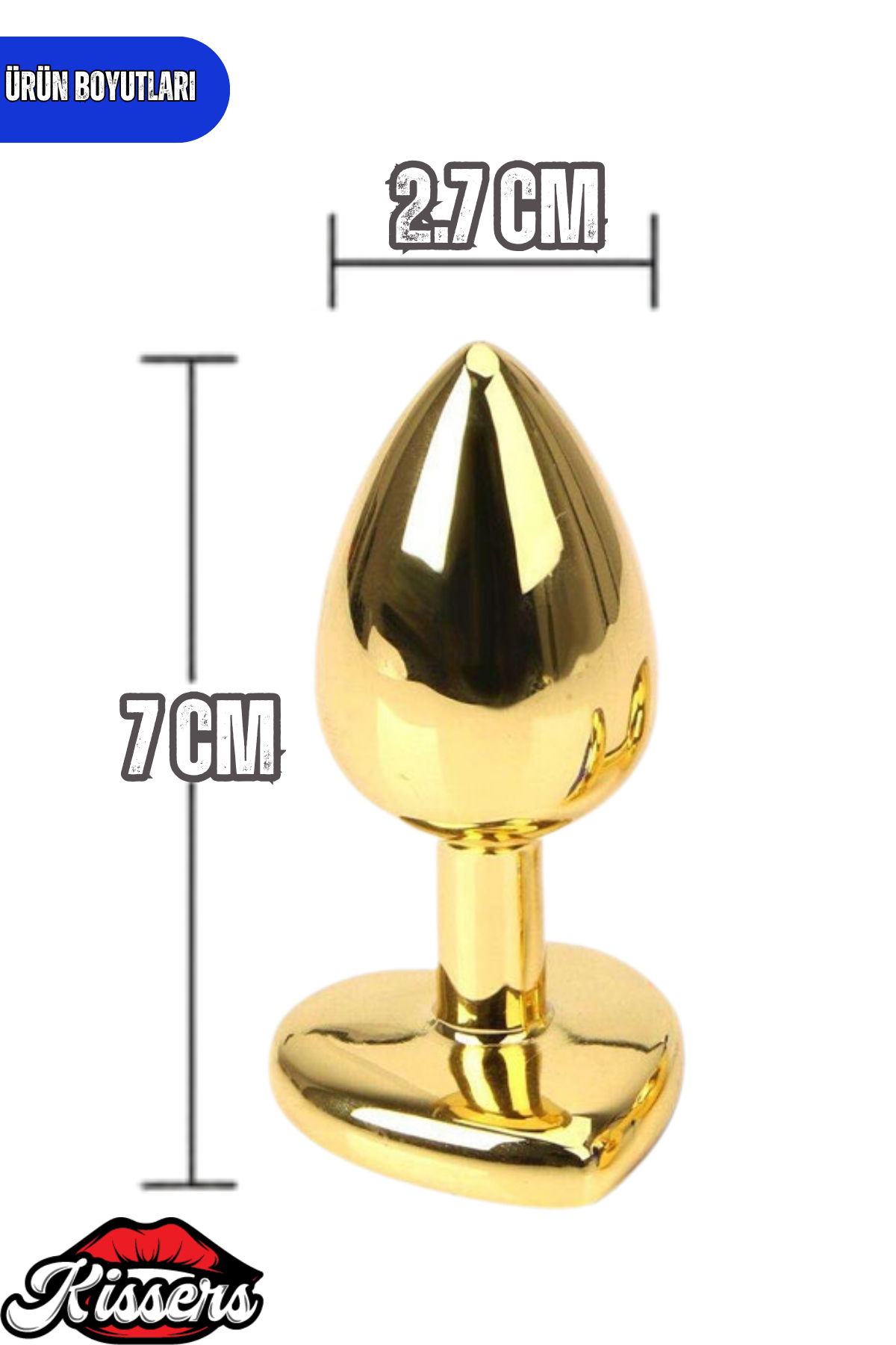 Paslanmaz Çelik Lacivert Kristal Taşlı Lüks Gold Anal Plug ve Tıkaç 7 cm Suya Dayanıklı Metal Tasarım
