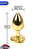 Paslanmaz Çelik Lacivert Kristal Taşlı Lüks Gold Anal Plug ve Tıkaç 7 cm Suya Dayanıklı Metal Tasarım