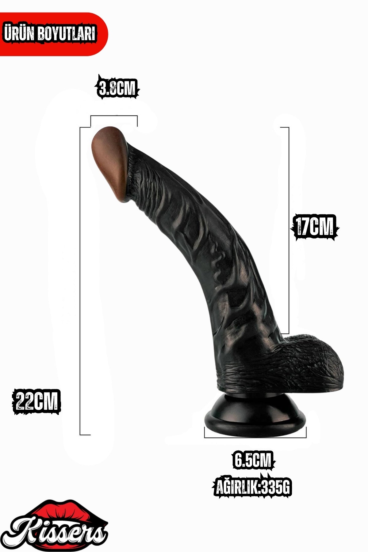 Kablolu Kumandalı Vantuzlu Güçlü Titreşimli Gerçekçi Yapay Penis Realistik Dokuda Zenci Dildo 22 cm