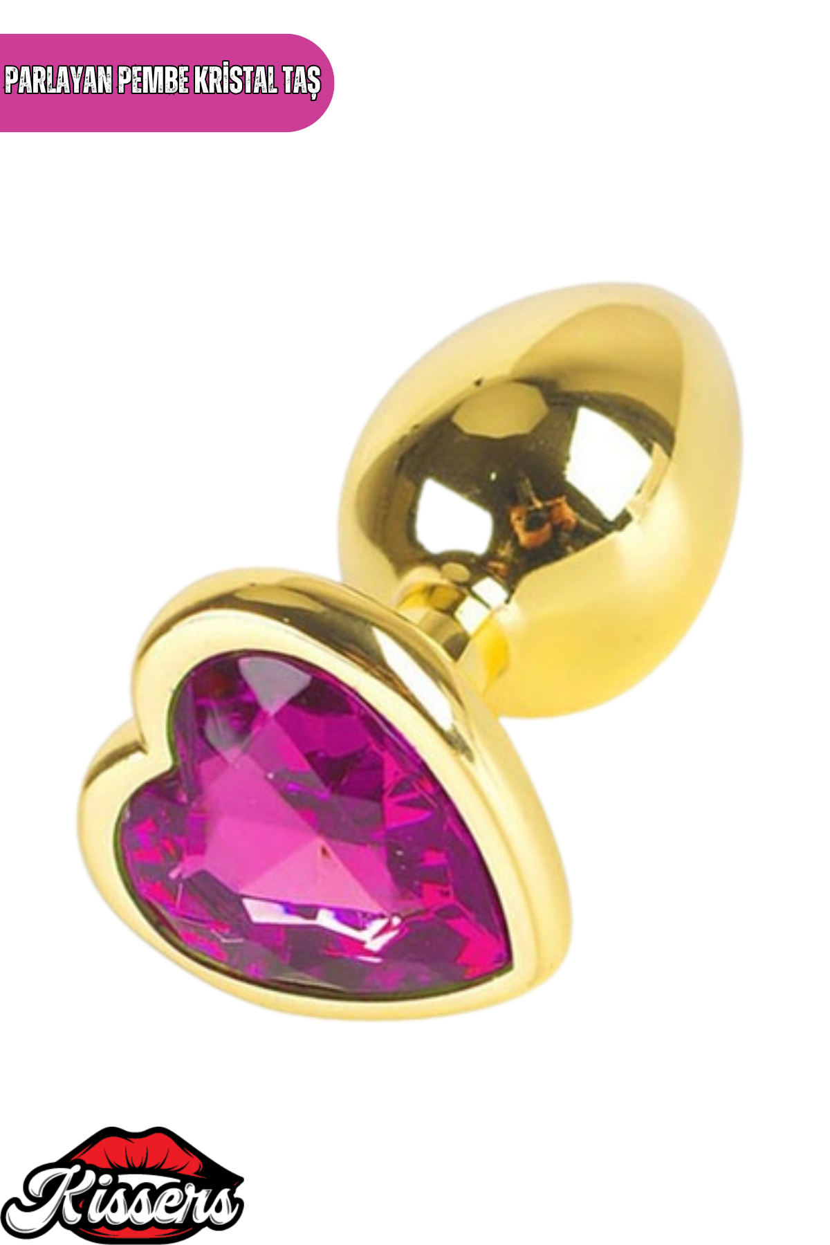 Paslanmaz Çelik Pembe Kristal Taşlı Lüks Gold Anal Plug ve Tıkaç 8 cm Suya Dayanıklı Metal Tasarım