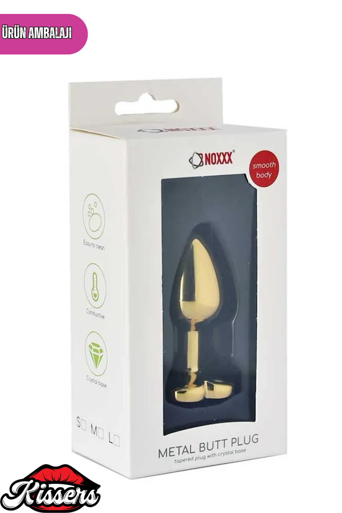 Paslanmaz Çelik Pembe Kristal Taşlı Lüks Gold Anal Plug ve Tıkaç 8 cm Suya Dayanıklı Metal Tasarım