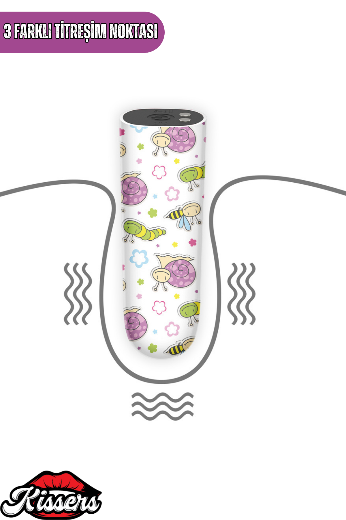 Lovetoy Beyaz Desenli Şarjlı Mini Vibratör Giyilebilir Güçlü Titreşimli Su Geçirmez Masaj Cihazı
