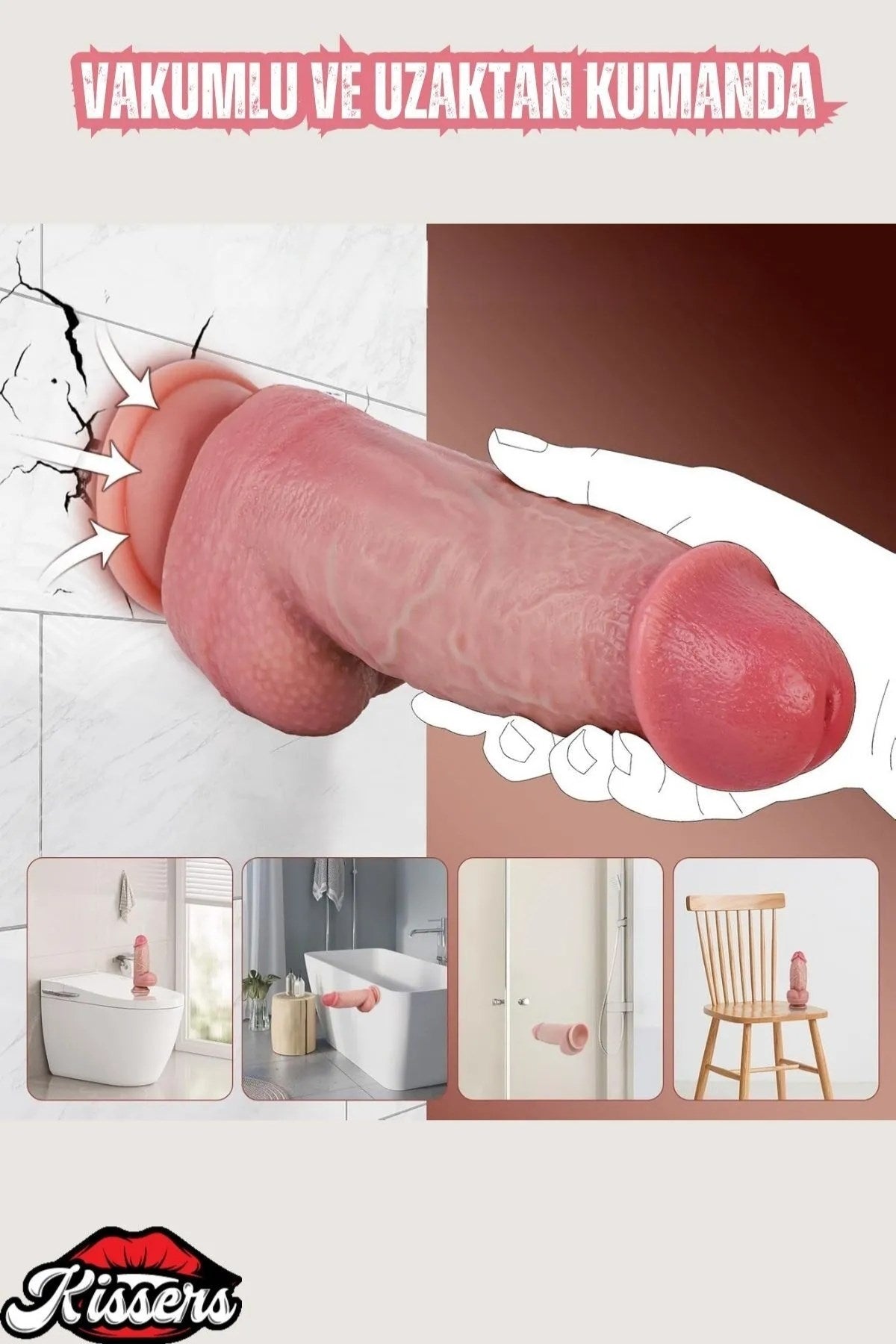 Gerçekçi Kalın Damarlı İleri Geri Hareketli Isıtmalı G Nokta ve Klitoris Uyarıcı Dildo Penis 21 Cm