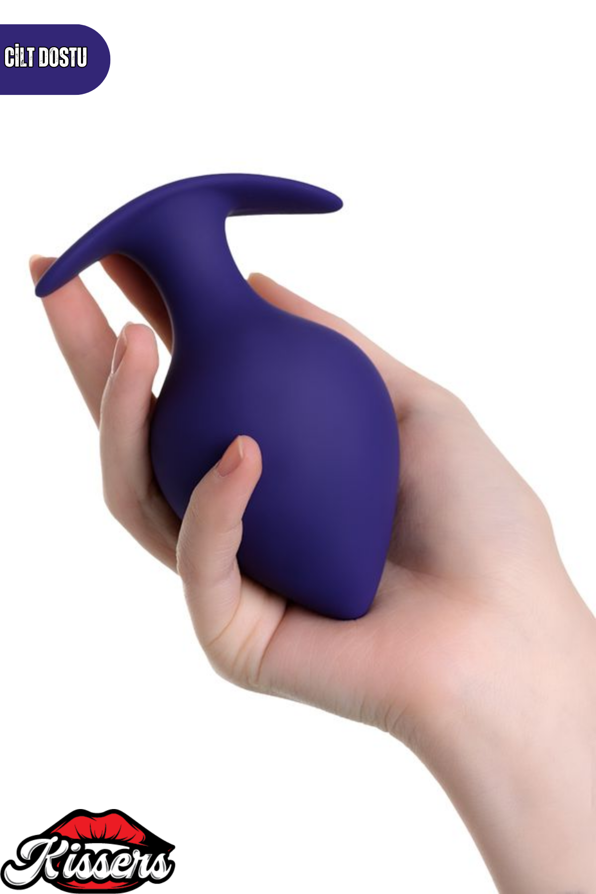 Glob Sivri Uçlu Silikon Boğumlu Anal Plug 10 cm Mor Tutamaçlı Medikal Silikon