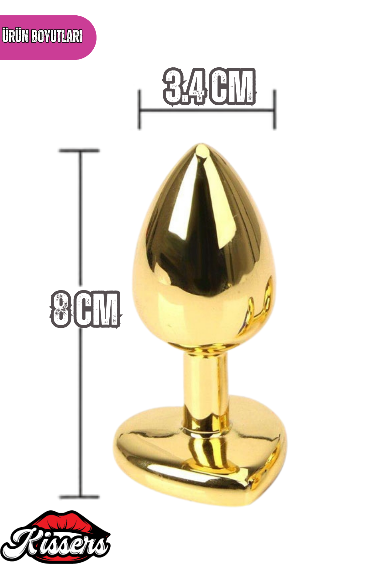 Paslanmaz Çelik Pembe Kristal Taşlı Lüks Gold Anal Plug ve Tıkaç 8 cm Suya Dayanıklı Metal Tasarım
