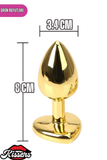 Paslanmaz Çelik Pembe Kristal Taşlı Lüks Gold Anal Plug ve Tıkaç 8 cm Suya Dayanıklı Metal Tasarım