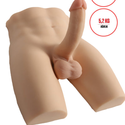 Anal Girişli Titreşimli Erkek Testisli 5.2 Kg 17 cm Ten Rengi Realistik Mastürbatör