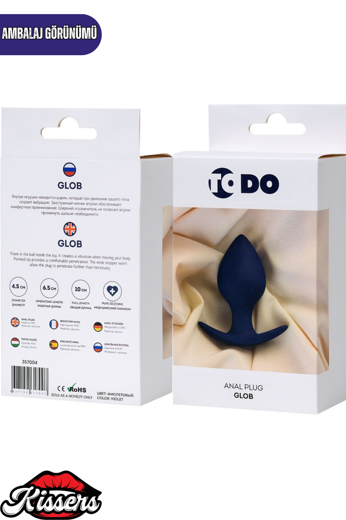 Glob Sivri Uçlu Silikon Boğumlu Anal Plug 10 cm Mor Tutamaçlı Medikal Silikon
