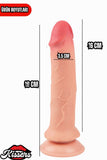 Kablolu Kumandalı Vantuzlu Güçlü Titreşimli Kayar Deri Penis Skin Dildo 19 cm
