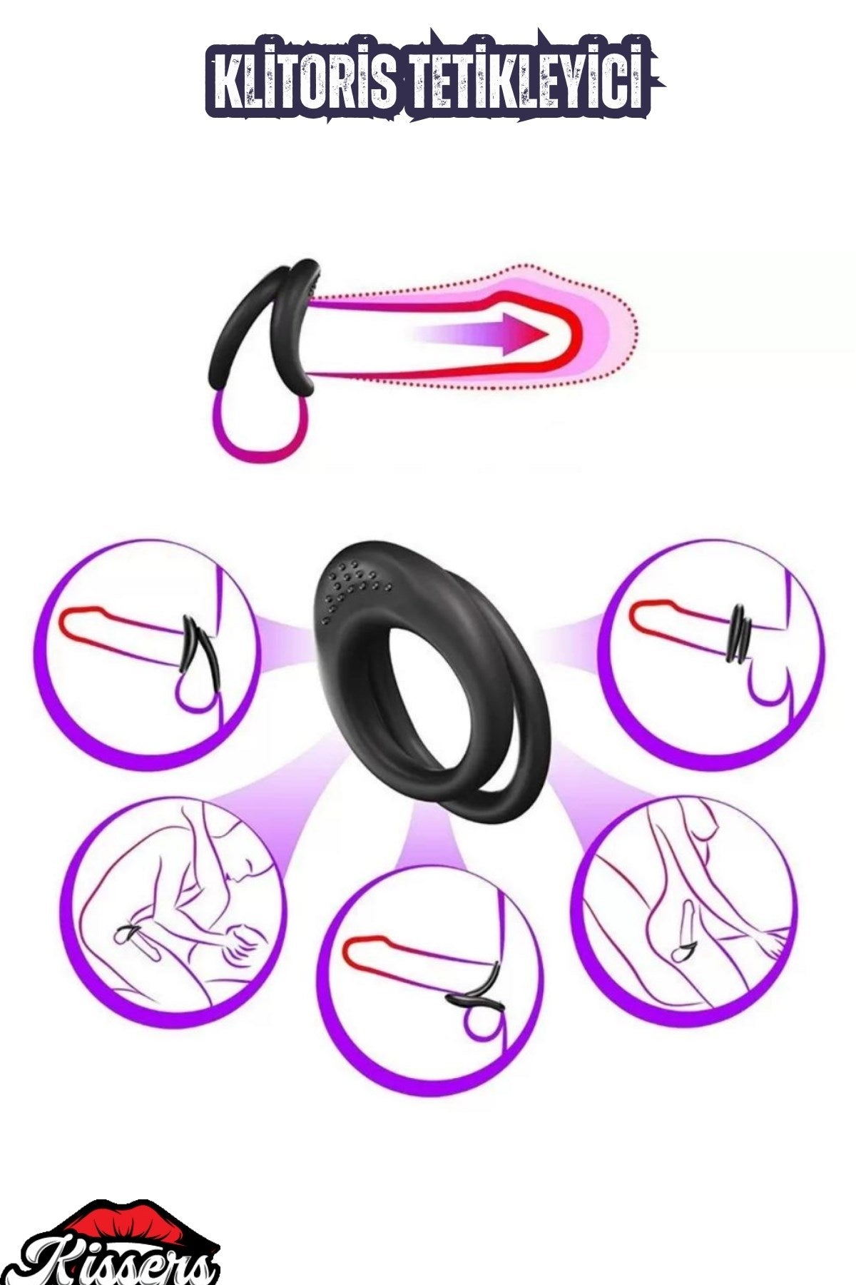 Klitoris Uyarıcı Tırtıklı Siyah Penis Yüzüğü Esnek Sağlam Silikon Testis ve Penis Halkası