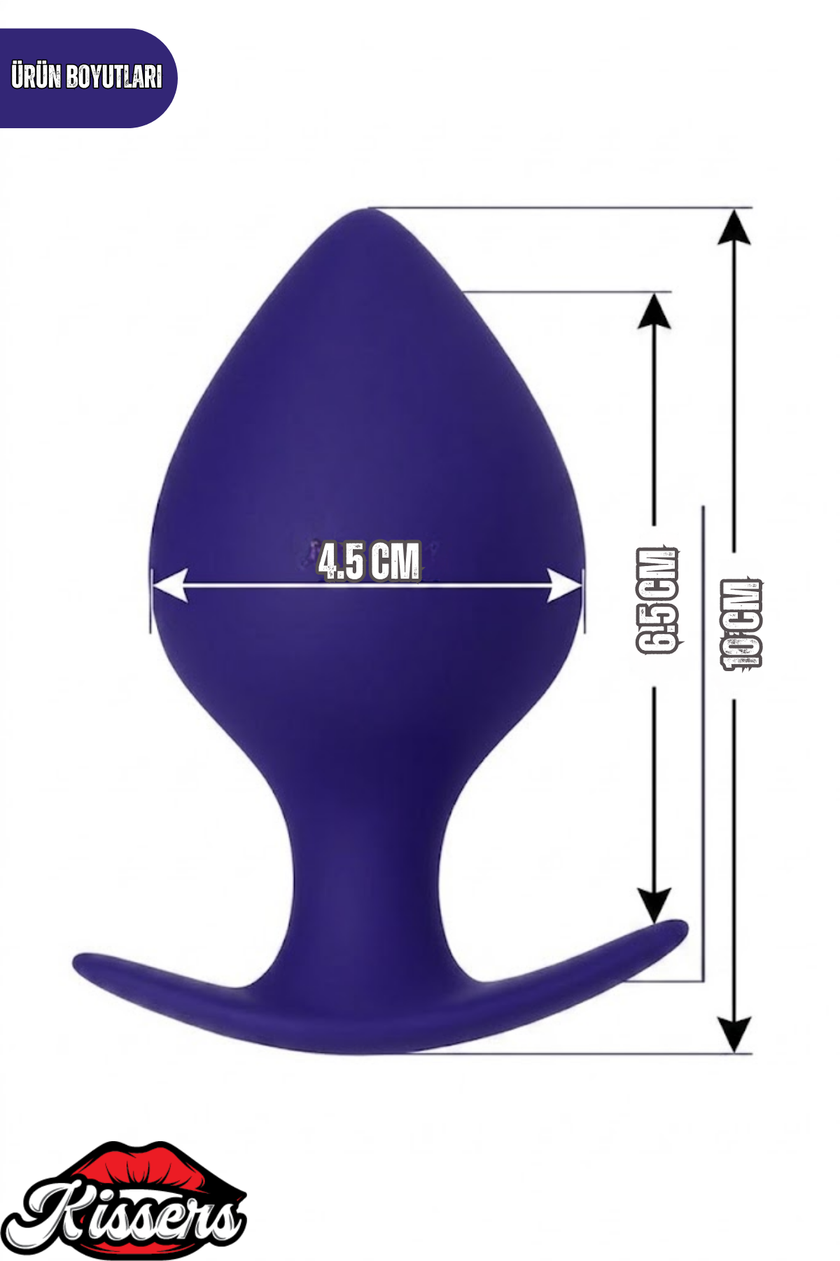 Glob Sivri Uçlu Silikon Boğumlu Anal Plug 10 cm Mor Tutamaçlı Medikal Silikon