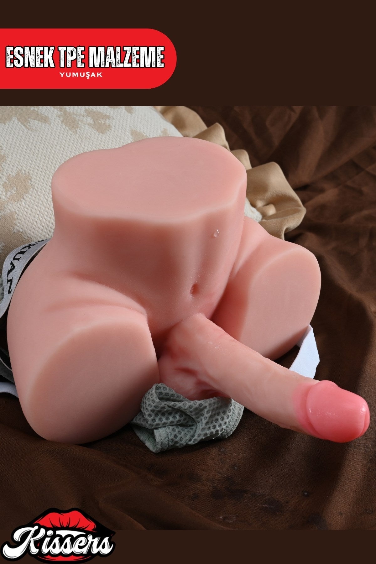 Anal ve Vajina Çift Girişli Erkek Trans Penisli Realistik Manken Kalça 2.6 Kg