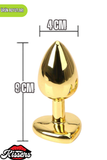 Paslanmaz Çelik Yeşil Kristal Taşlı Lüks Gold Anal Plug ve Tıkaç 9 cm Kadife Saklama Çantalı Suya Dayanıklı Tasarım