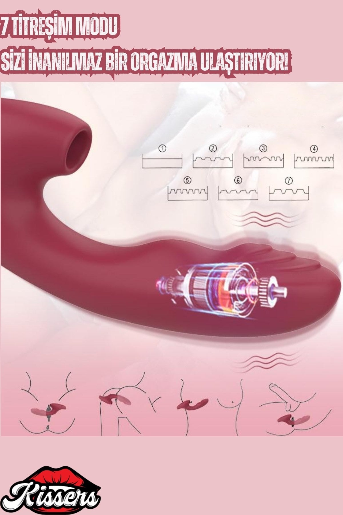 G Noktası Ve Klitoris Uyarıcılı Güçlü Emişli Dalga Hareketli Titreşimli Isıtmalı Vibratör