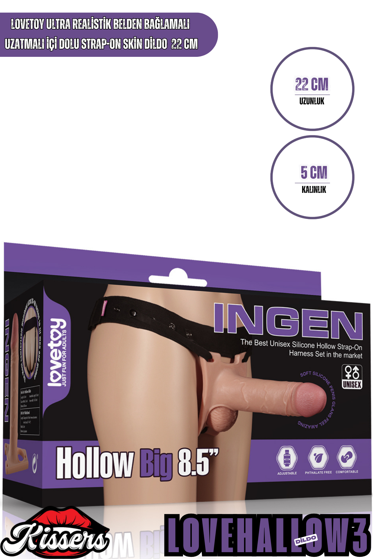 Lovetoy Ultra Realistik Belden Bağlamalı Uzatmalı İçi Dolu Strap On Skin Dildo 22 Cm