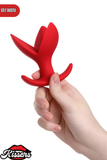 Flower Genişleyen Açılabilir Silikon Anal Plug 9 cm Kırmızı Üç Kollu Tasarım