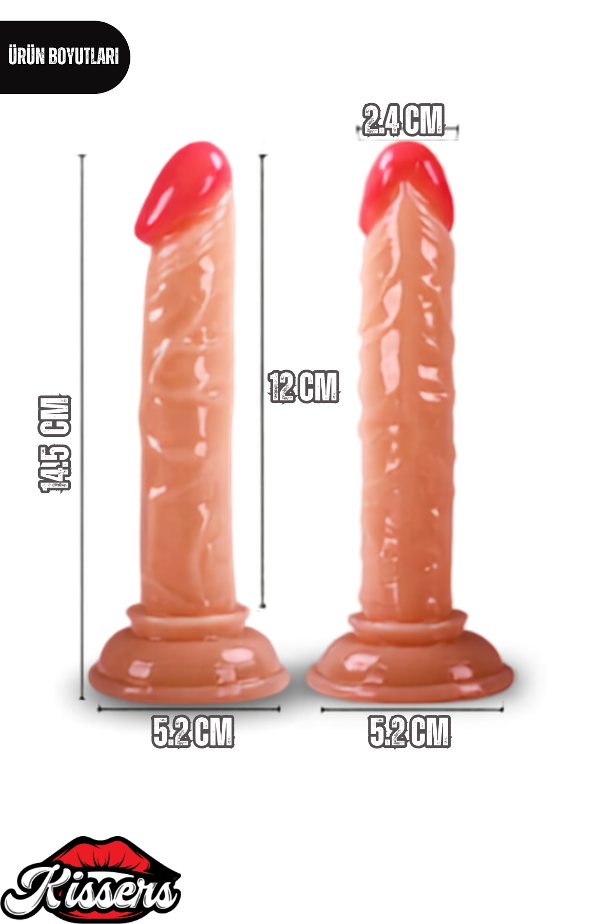 Gerçekçi Realistik Dokuda Vantuzlu Dildo Yapay Sert Penis 14.5 cm